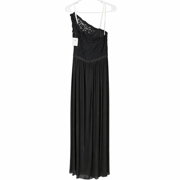 David’s Bridal One Shoulder Long Lace Dress Black Size 10 NWT - Picture 5 of 9